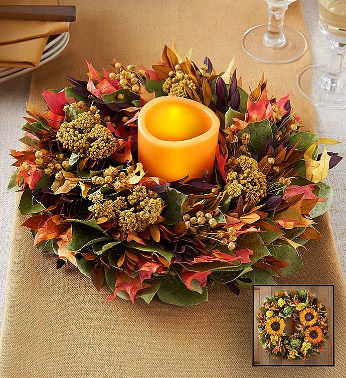 Preserved Autumn Glow Centerpiece and Wreath