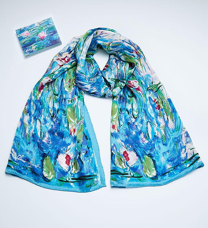 Monet's 'Water Lilies' Scarf & Note Cards Gift Set