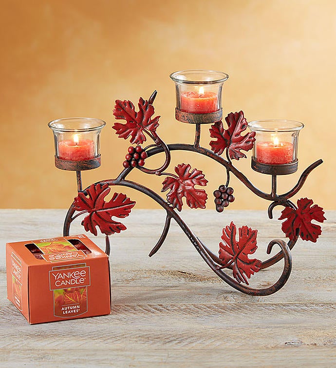 Fall Candelabra with Yankee Candle® Tealight Set