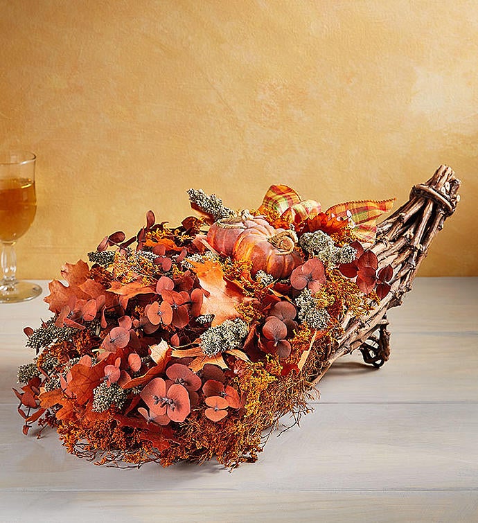 Preserved Harvest Plaid Cornucopia & Wreath