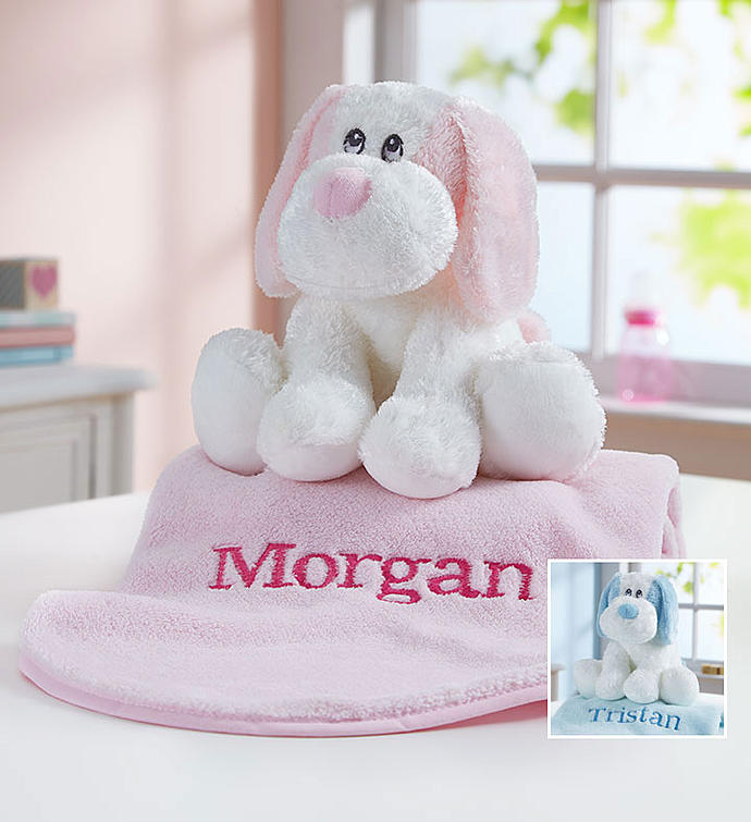 Personalized Puppy and Blanket