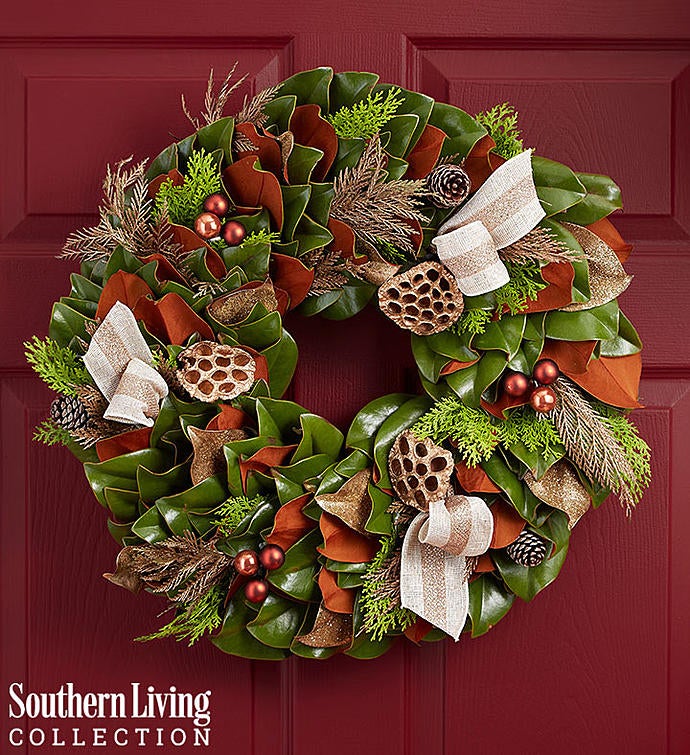 Southern Living® Preserved Magnolia Holiday Wreath