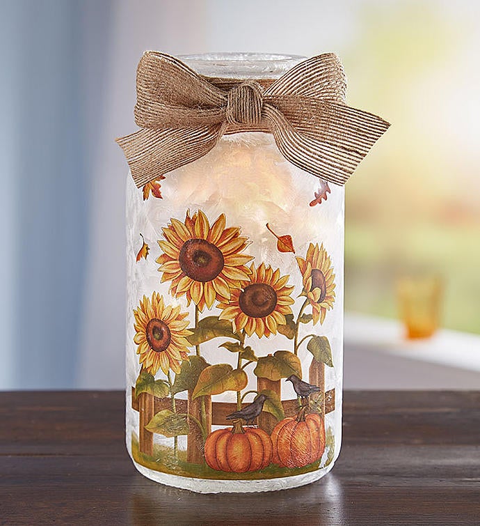 Lighted Decorative Sunflower Jar