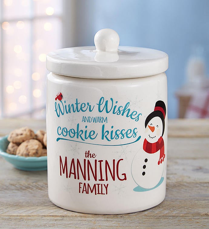 Personalized Winter Cookie Jar with Cookies