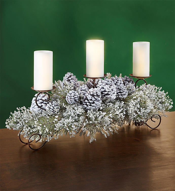 Winter White Centerpiece and LED Candles - 30