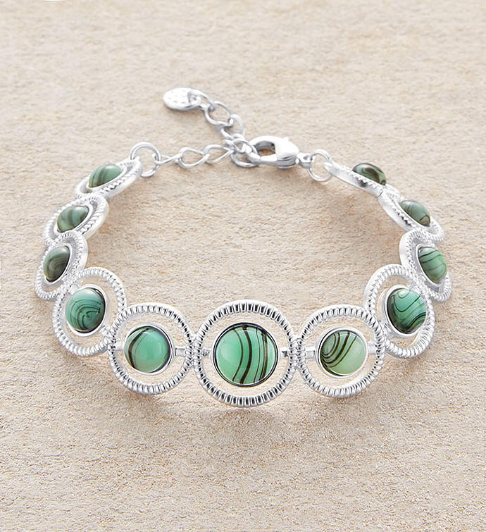Matte Silver Bracelet With Aqua Stones by Bayberry Road