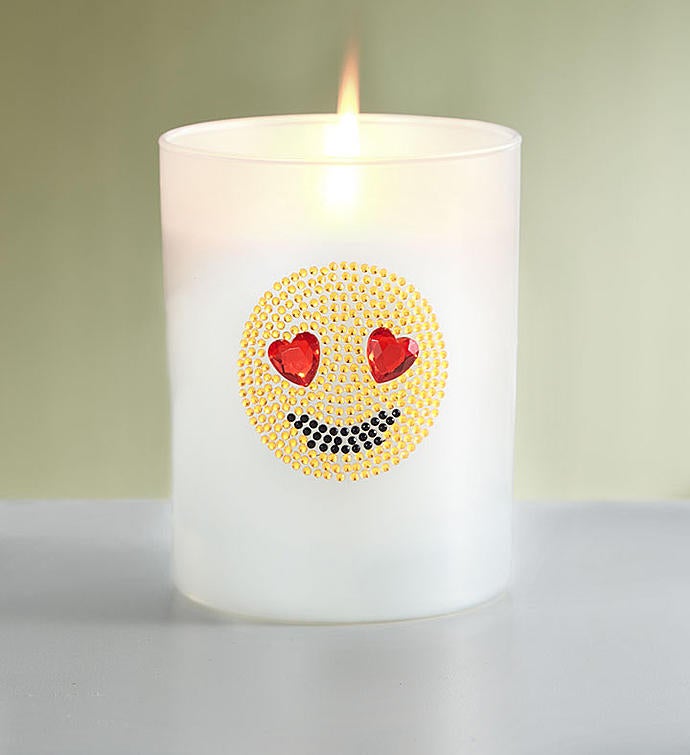 Smiling Hearts Emoji Pillow and Candle