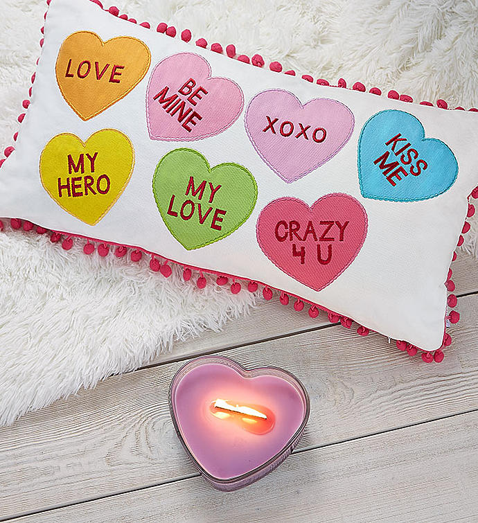 "Sweet Hearts" Pillow And Candle