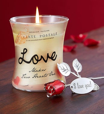 Keepsake Rose And Woodwick Candle Gift Set