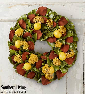 Southern Living Preserved Magnolia  Lemon Wreath