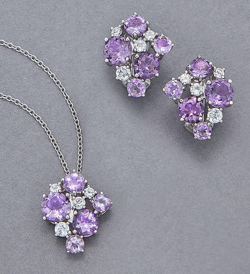 Amethyst & White Topaz Jewelry Set