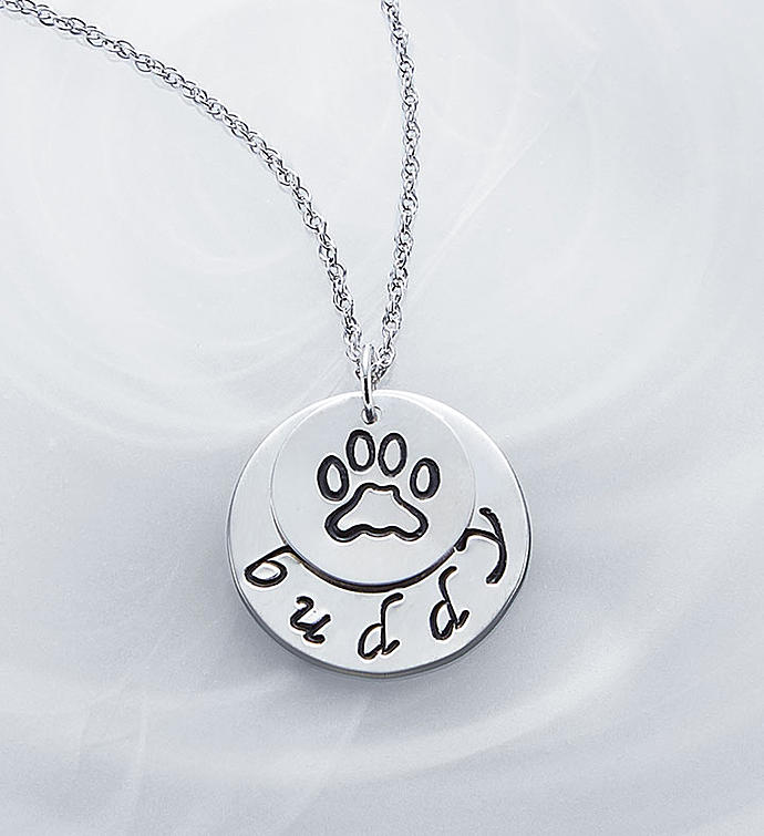 Personalized Paw Print Charm Necklace