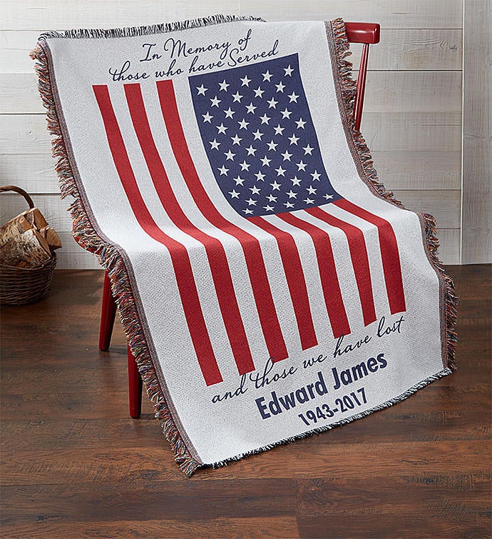 Personalized Patriotic Memorial Blanket