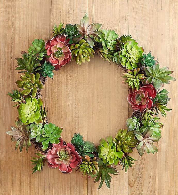 Faux Succulent Wreath 14"