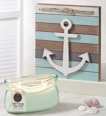 Northern Lights Candle  Anchor Plaque