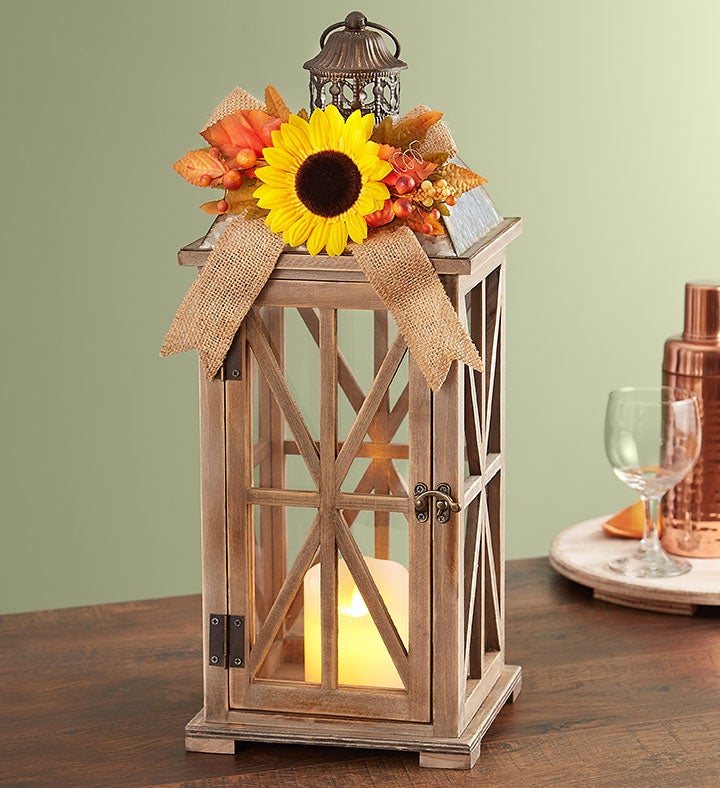 Farmhouse Sunflower Lantern