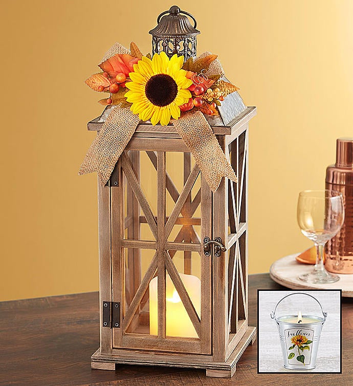 Farmhouse Sunflower Lantern