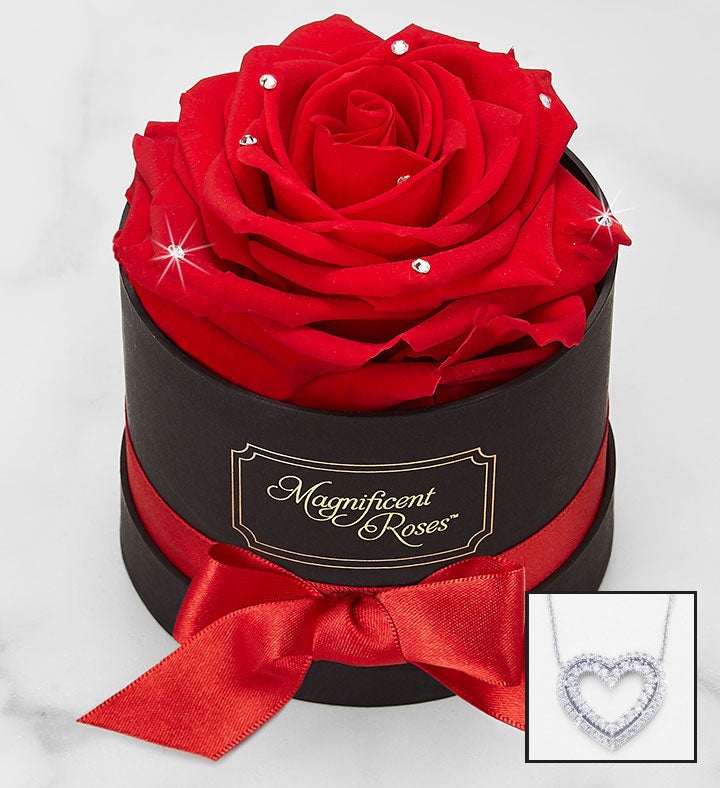 Magnificent Roses&reg; Preserved Sparkle Rose &amp; Necklace