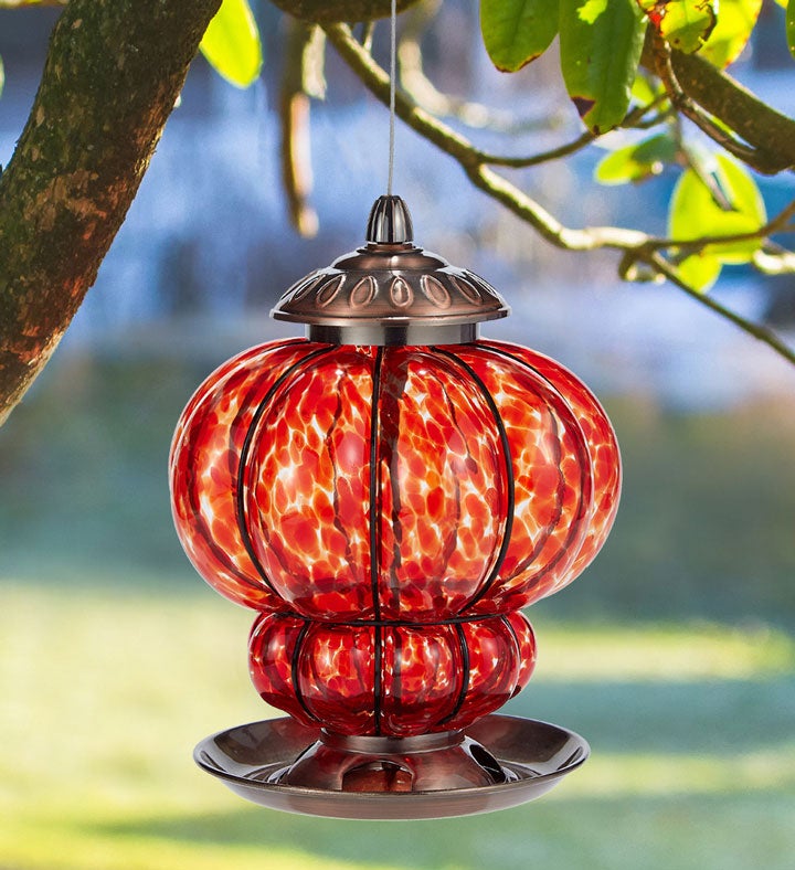 Hand Blown Art Glass Birdfeeder