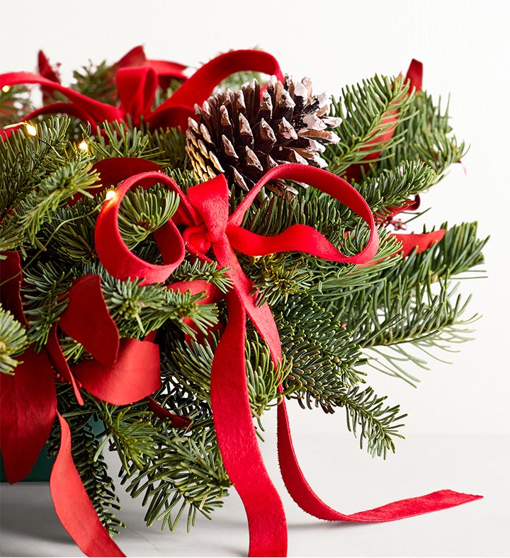 Grand Holiday Fresh Evergreen Centerpiece