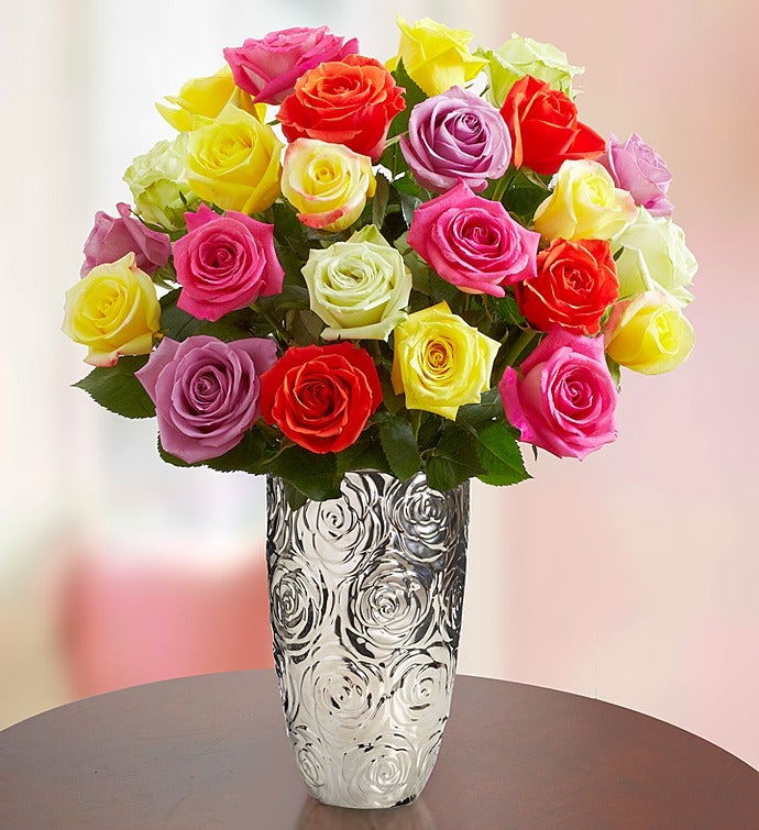 Two Dozen Assorted Roses + Free Shipping