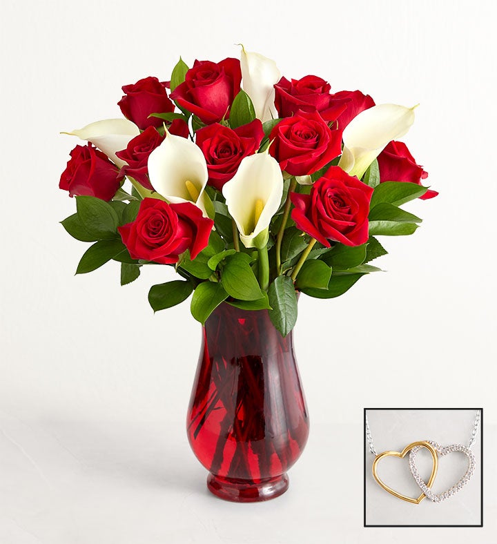 Red Rose & Calla Lily Bouquet for Valentine's Day