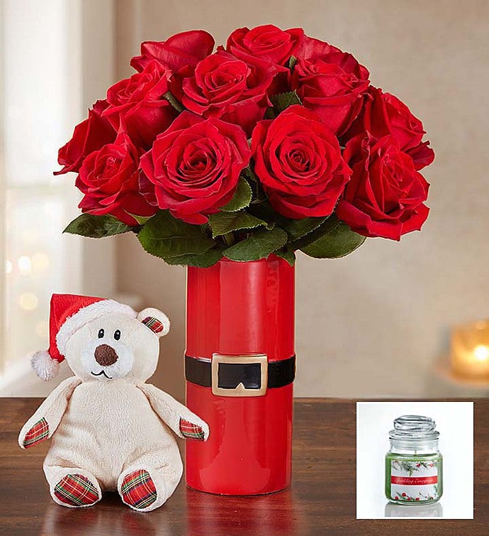 Merry Red Roses + Free Candle