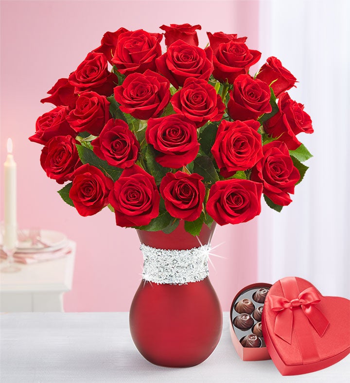 Sparkle Her Day™ Red Roses