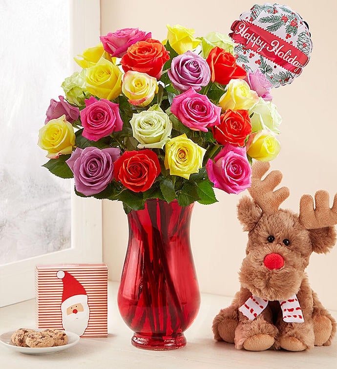 Holiday Roses, Buy 12, Get 12 Free + Free Vase