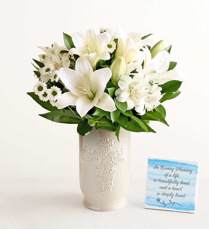 White Lily Bouquet for Sympathy