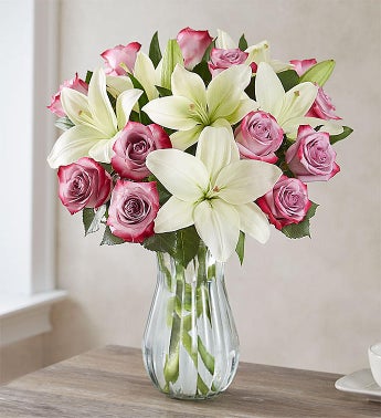 Fair Trade Certified Purple Rose  White Lily
