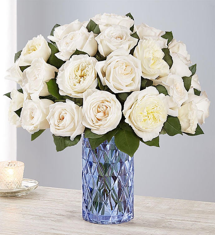 White Garden Rose Bouquet for Sympathy