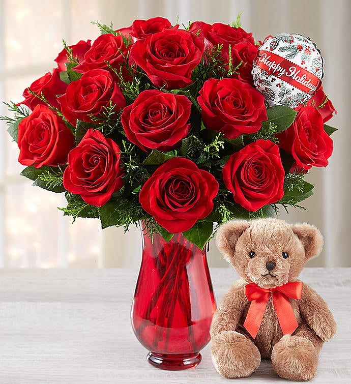 Christmas Red Roses with Balloon