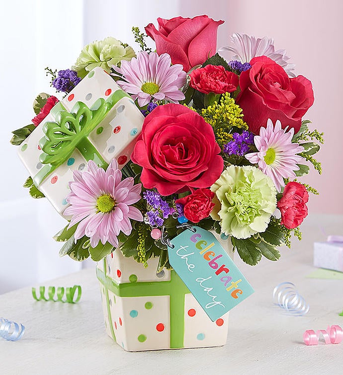 Happy Birthday Present Bouquet | 1800Flowers.com - 167008
