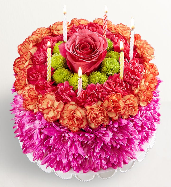 【Arl Dainarygee】31 6 Birthday Wishes Flower Cake® - Bright Blooms & Candles