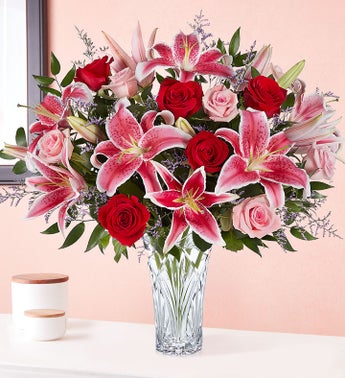 Marquis by Waterford Blushing Rose  Lily Bouquet