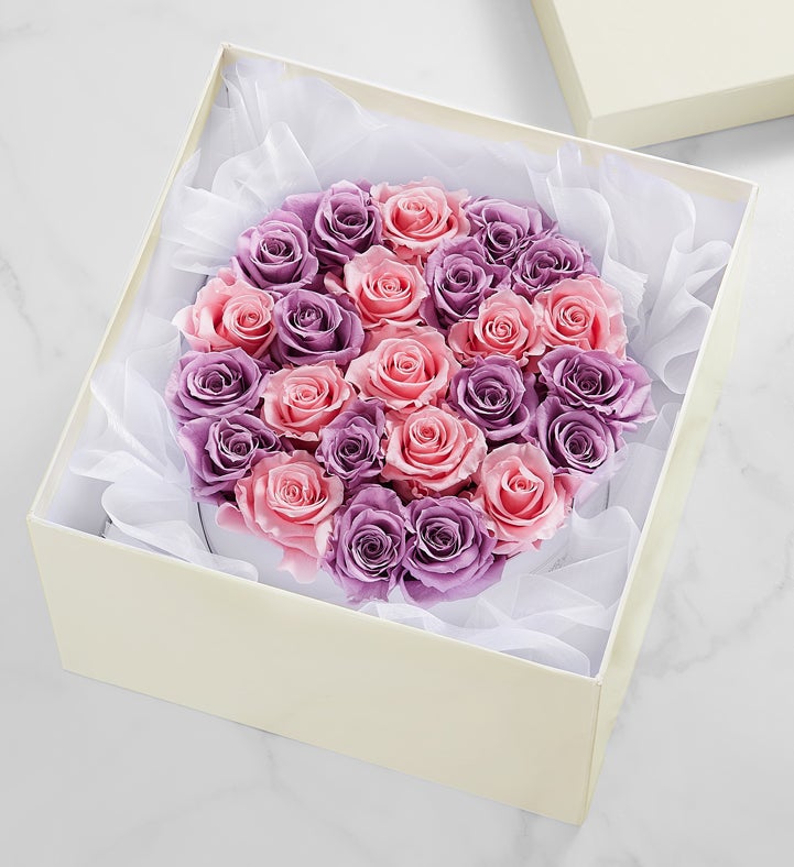 Magnificent Roses® Preserved Lavender and Pink Duo Roses