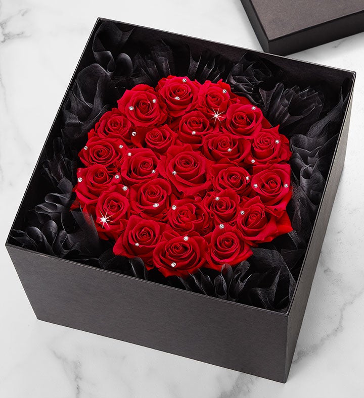 Magnificent Roses® Preserved Sparkle Red Roses with Necklace