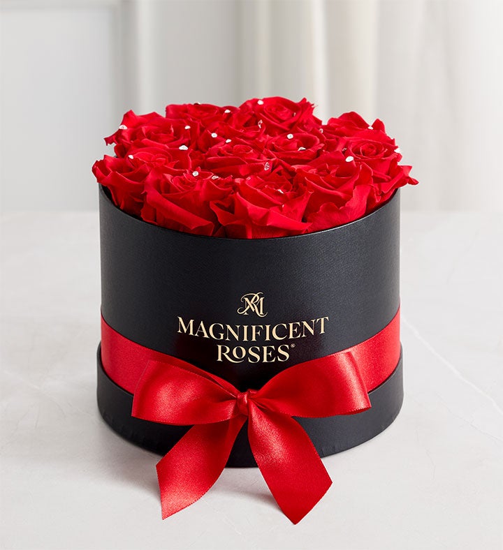 Magnificent Roses® Preserved Sparkle Red Roses with Necklace