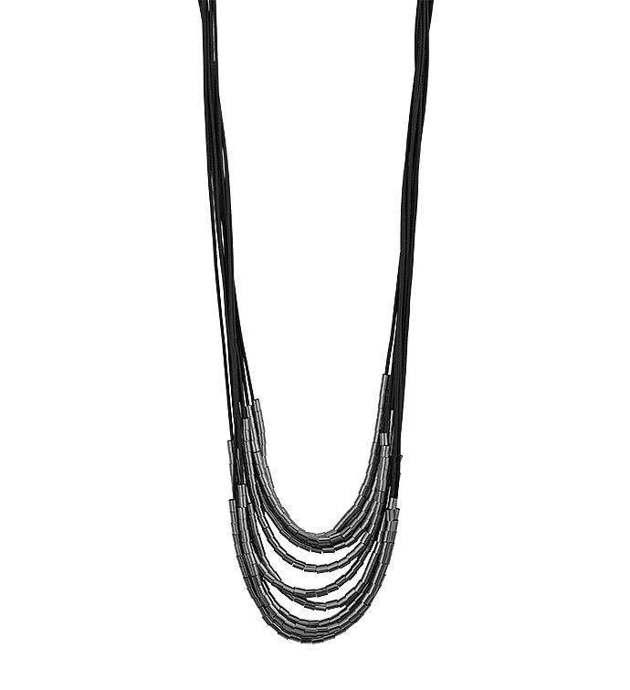 Gunmetal Layered Bead Magnetic Necklace