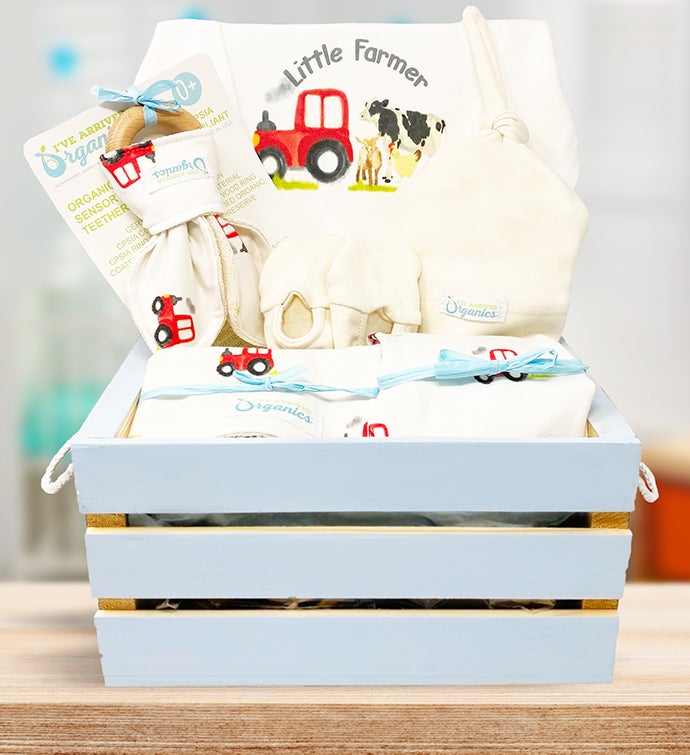 Personalized Organics Gift Basket - Blue Little Farmer