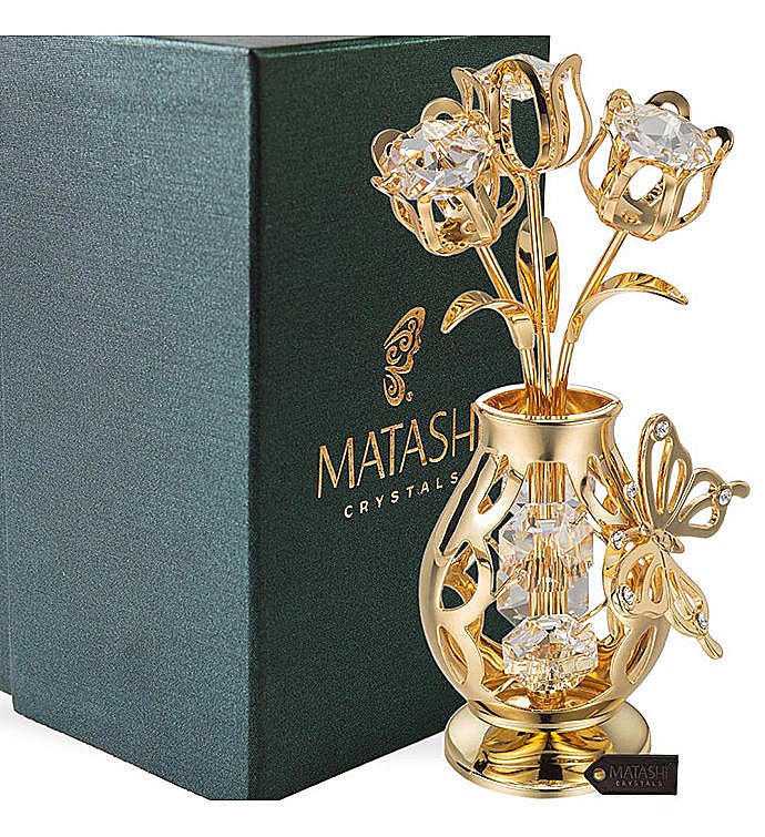 Gold Plated Flower Ornament in a Vase