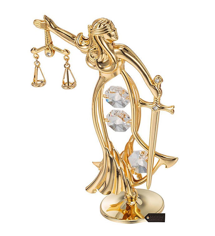 Gold Plated Crystal Studded Lady of Justice