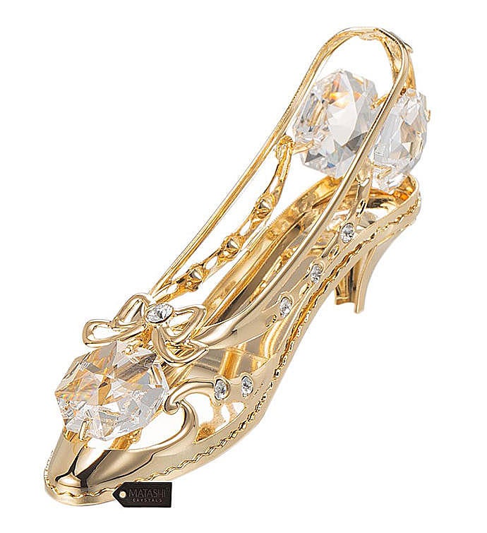 Gold Plated Crystal Studded Lady Shoe Ornament