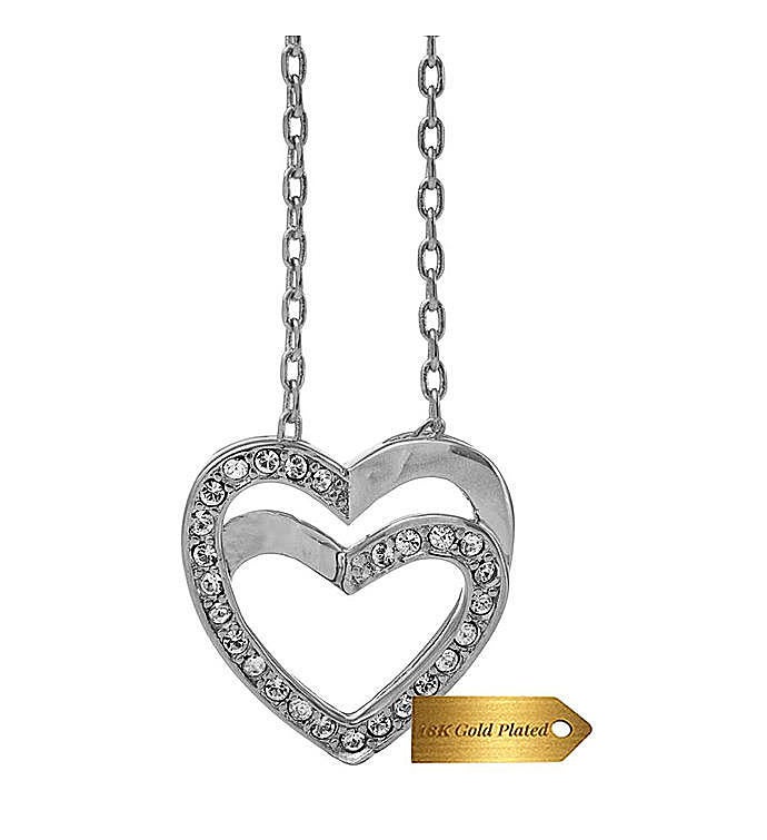 White Gold Plated Heart Necklace