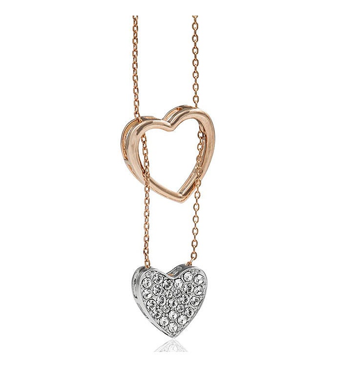 Rose & White Gold Plated Heart Necklace