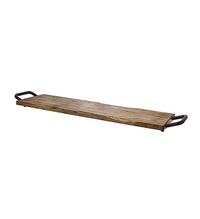Wood Tray with Metal Handle
