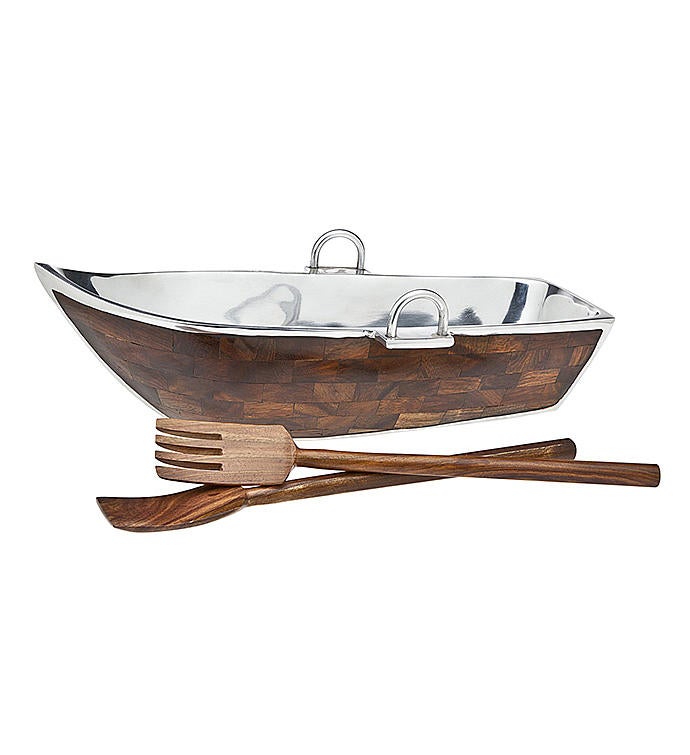 Boat Bowl with Salad Servers