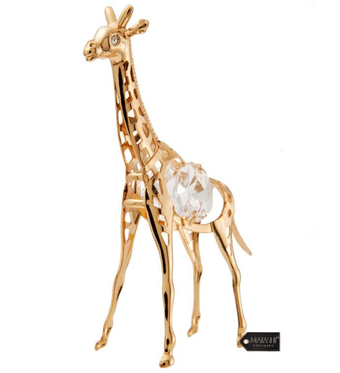 Gold Plated Crystal Studded Gold Giraffe Ornament
