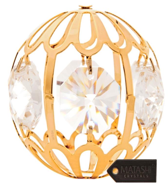 Gold Plated Crystal Ball Ornament
